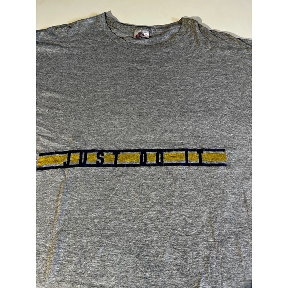 Vtg 80s 90s USA NIKE Just Do It T-shirt Faded Distressed Swoosh Men's XL Gray - Picture 2 of 8